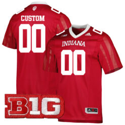 Custom Indiana Hoosiers Football Crimson Home Game Stitched Jersey w/ B1G Patch
