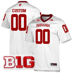 Custom Indiana Hoosiers Football White Away Game Stitched Jersey w/ B1G Patch