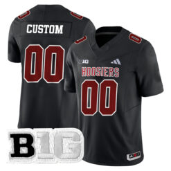 Custom Indiana Hoosiers Football Black Alternate Game Stitched Jersey w/ B1G Patch