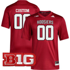 Custom Indiana Hoosiers Football Crimson Premier Stitched Jersey w/ B1G Patch