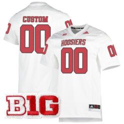 Custom Indiana Hoosiers Football White 90s Premier Strategy Stitched Jersey w/ B1G Patch