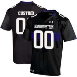 Custom Northwestern Wildcats Football Black Alternate Game Stitched Jersey