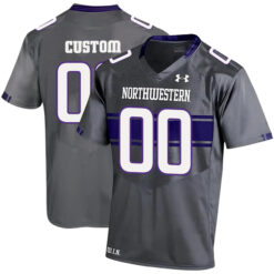 Custom Northwestern Wildcats Football Grey Alternate Game Stitched Jersey