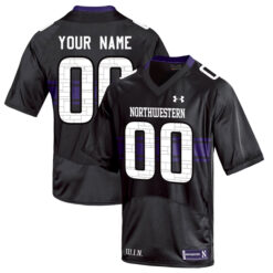 Custom Northwestern Wildcats Football Black Stitched Jersey