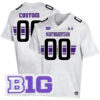 Custom Northwestern Wildcats Football White Away Game Stitched Jersey w/ B1G Patch