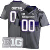 Custom Northwestern Wildcats Football Grey Alternate Game Stitched Jersey w/ B1G Patch