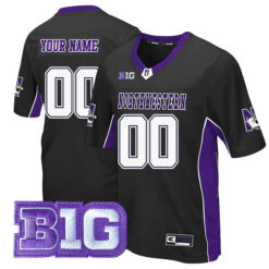 Custom Northwestern Wildcats Football Black Colosseum Max Power Stitched Jersey w/ B1G Patch