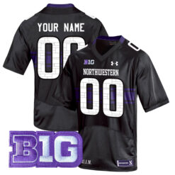 Custom Northwestern Wildcats Football Black Stitched Jersey w/ B1G Patch