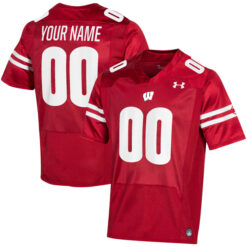 Custom Wisconsin Badgers Football Red Home Game Stitched Jersey