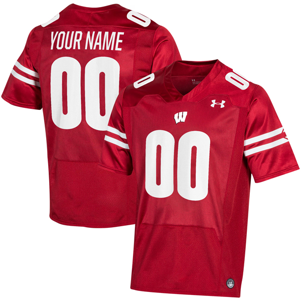 Custom Wisconsin Badgers Football Red Home Game Stitched Jersey