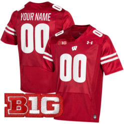 Custom Wisconsin Badgers Football Red Home Game Stitched Jersey w/ B1G Patch