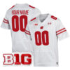 Custom Wisconsin Badgers Football White Away Game Stitched Jersey w/ B1G Patch