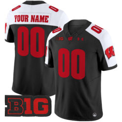 Custom Wisconsin Badgers Football Black Alternate Limited Stitched Jersey w/ B1G Patch