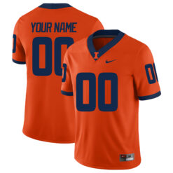 Custom Illinois Fighting Illini Football Orange Home Game Stitched Jersey