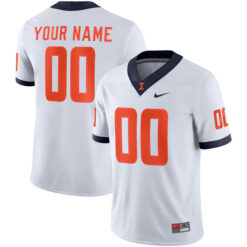 Custom Illinois Fighting Illini Football White Away Game Stitched Jersey