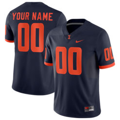 Custom Illinois Fighting Illini Football Navy Alternate Game Stitched Jersey