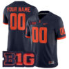Custom Illinois Fighting Illini Football Navy Alternate Game Stitched Jersey w/ B1G Patch