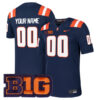 Custom Illinois Fighting Illini Football Navy Alternate Stitched Jersey w/ B1G Patch