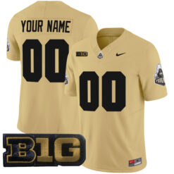 Custom Purdue Boilermakers Football Gold Vapor Limited Stitched Jersey w/ B1G Patch