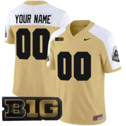 Custom Purdue Boilermakers Football Gold Alternate Vapor Limited Stitched Jersey w/ B1G Patch