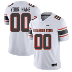 Custom Oklahoma State Cowboys Football White Away Game Stitched Jersey