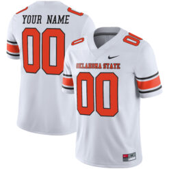 Custom Oklahoma State Cowboys Football White Alternate Game Stitched Jersey