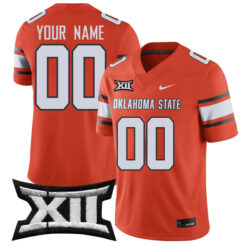 Custom Oklahoma State Cowboys Football Orange Home Game Stitched Jersey w/ XII Patch