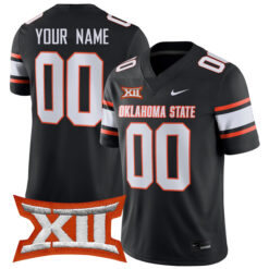 Custom Oklahoma State Cowboys Football Black Alternate Game Stitched Jersey w/ XII Patch