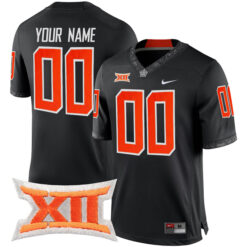 Custom Oklahoma State Cowboys Football Black Game Stitched Jersey w/ XII Patch