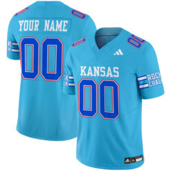 Custom Kansas Jayhawks Football Light Blue 2024 Vapor F.U.S.E Limited Stitched Jersey