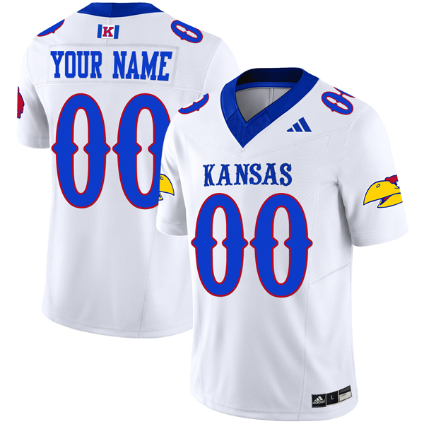 Custom Kansas Jayhawks Football White Vapor F.U.S.E Limited Stitched Jersey
