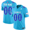 Custom Kansas Jayhawks Football Light Blue Vapor F.U.S.E Limited Stitched Jersey