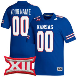 Custom Kansas Jayhawks Football Royal Blue Stitched Jersey w/ XII Patch