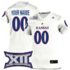 Custom Kansas Jayhawks Football White Stitched Jersey w/ XII Patch