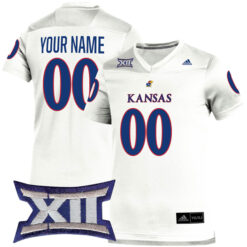 Custom Kansas Jayhawks Football White Stitched Jersey w/ XII Patch