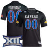 Custom Kansas Jayhawks Football Black Alternate Stitched Jersey w/ XII Patch