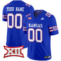 Custom Kansas Jayhawks Football Royal 2024 Vapor F.U.S.E Limited Stitched Jersey w/ XII Patch
