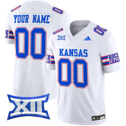 Custom Kansas Jayhawks Football White 2024 Vapor F.U.S.E Limited Stitched Jersey w/ XII Patch