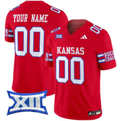Custom Kansas Jayhawks Football Red 2024 Vapor F.U.S.E Limited Stitched Jersey w/ XII Patch