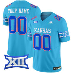 Custom Kansas Jayhawks Football Light Blue 2024 Vapor F.U.S.E Limited Stitched Jersey w/ XII Patch