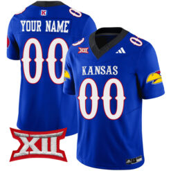 Custom Kansas Jayhawks Football Royal Vapor F.U.S.E Limited Stitched Jersey w/ XII Patch