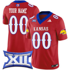 Custom Kansas Jayhawks Football Red Vapor F.U.S.E Limited Stitched Jersey w/ XII Patch