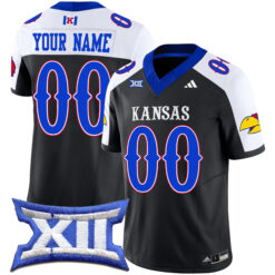 Custom Kansas Jayhawks Football Alternate Black Vapor F.U.S.E Limited Stitched Jersey w/ XII Patch