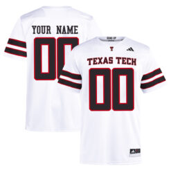 Custom Texas Tech Red Raiders Football White Away Premier Stitched Jersey
