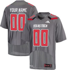 Custom Texas Tech Red Raiders Football Grey Stitched Jersey
