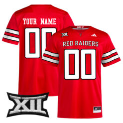 Custom Texas Tech Red Raiders Football Red Home Premier Stitched Jersey w/ XII Patch