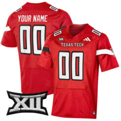 Custom Texas Tech Red Raiders Football Red Stitched Jersey w/ XII Patch