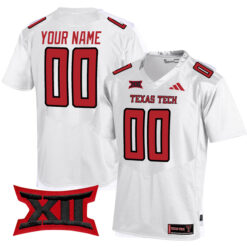 Custom Texas Tech Red Raiders Football White Stitched Jersey w/ XII Patch