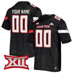 Custom Texas Tech Red Raiders Football Black Stitched Jersey w/ XII Patch