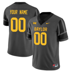 Custom Baylor Bears Football Anthracite Grey Vapor F.U.S.E Limited Stitched Jersey w/ XII Patch